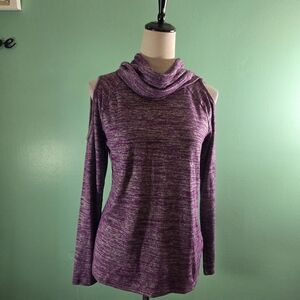 APT 9  Cowl Neck Cold Shoulders Heather Sweater Women Size M